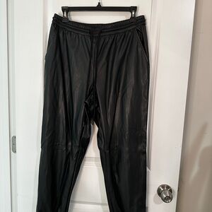 Faux Leather Black Joggers with pockets